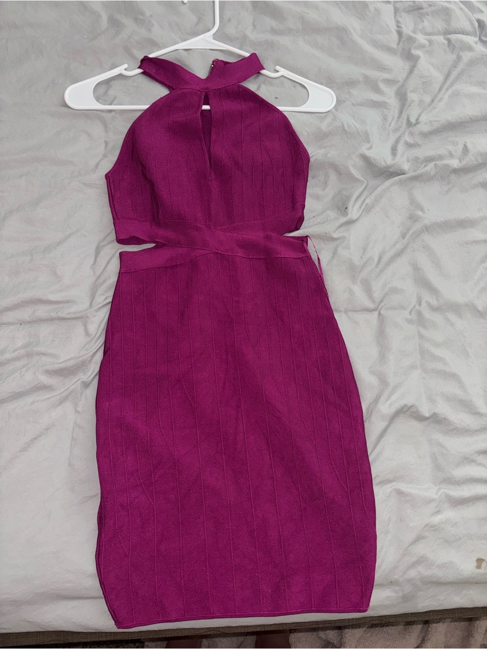 Guess One-Shoulder Fuchsia Cutout Bodycon Dress